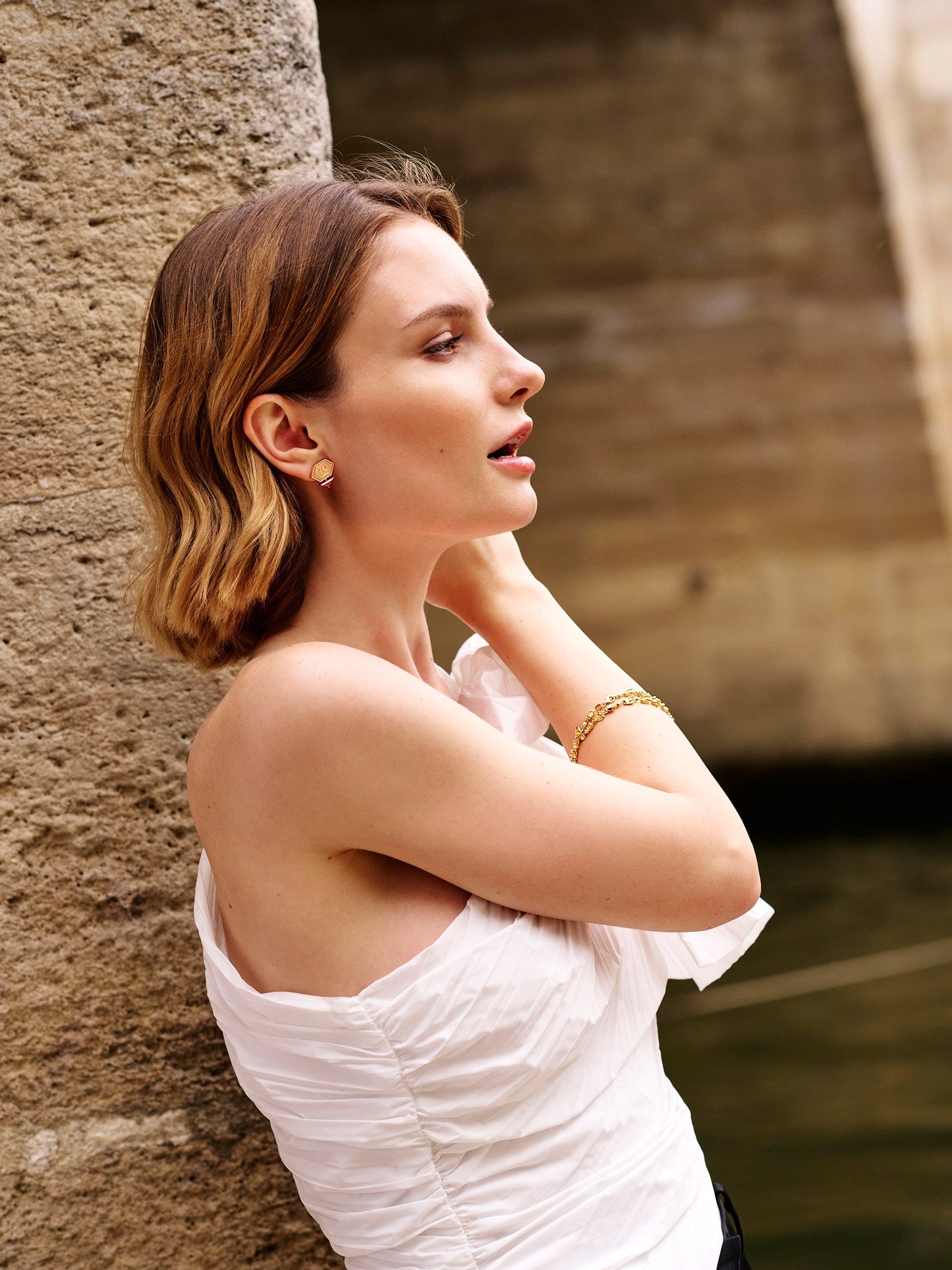 Série Hex Boucle d'Oreille, Opale Rose
