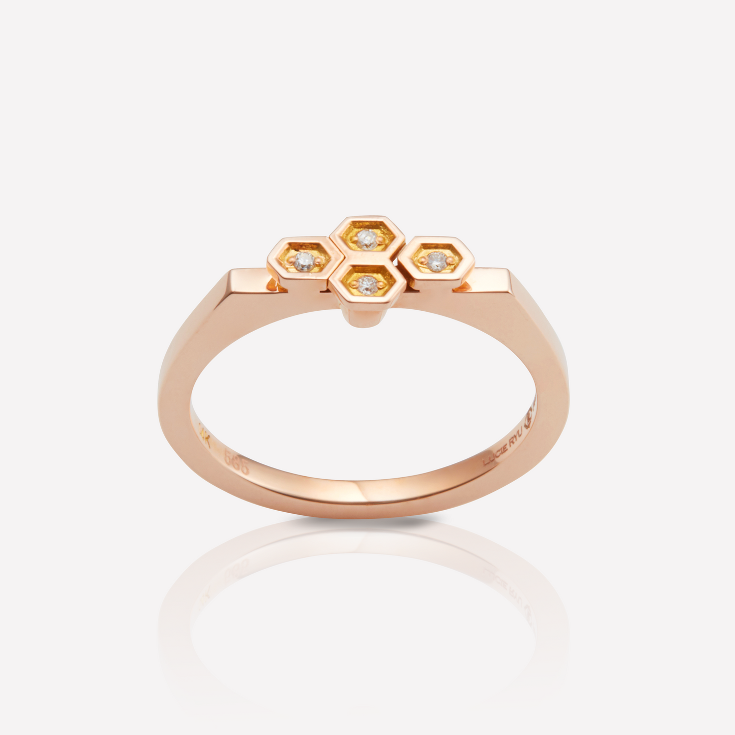 Série Hex Bague, 4 Hex, Diamant Blanc