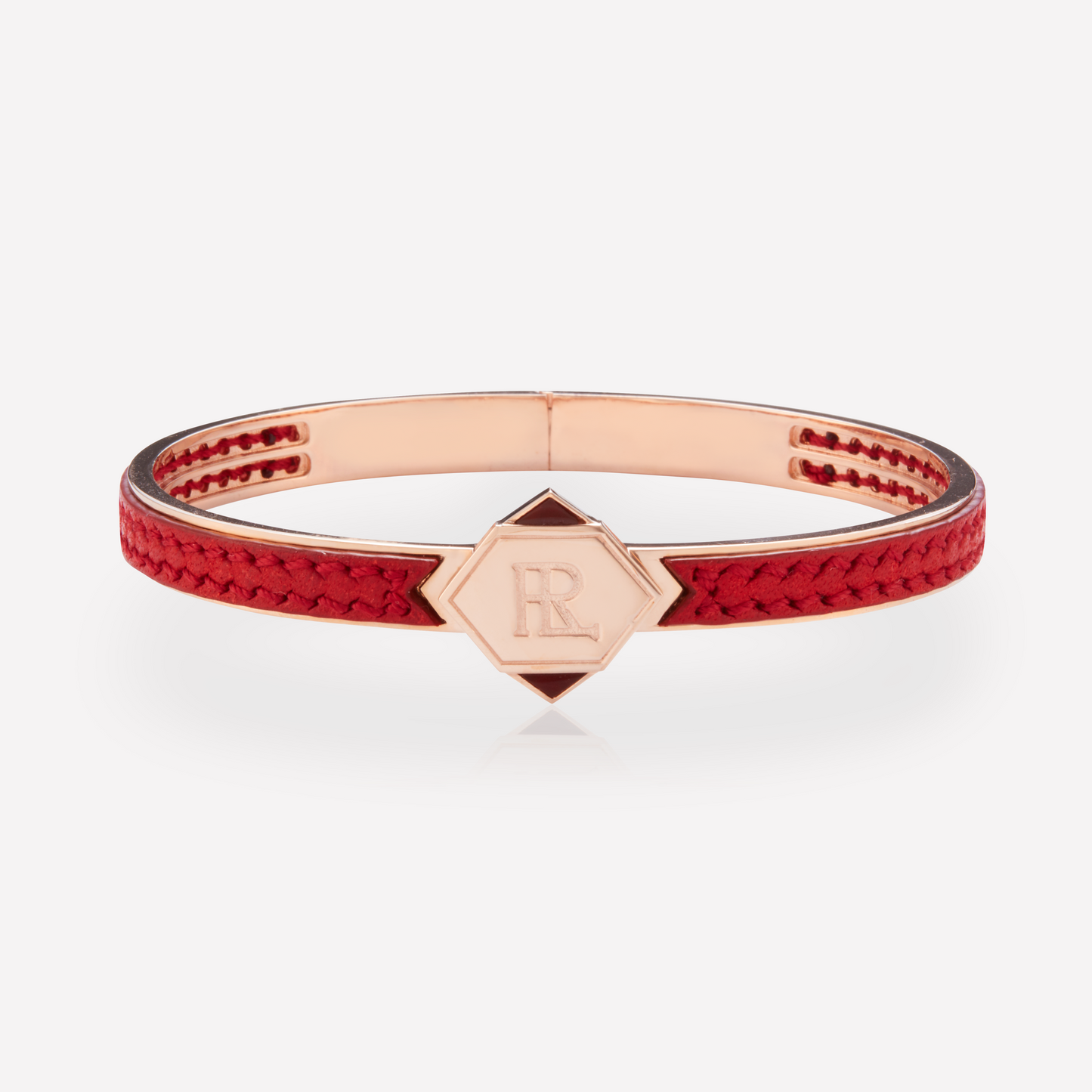 Twined Bracelet en Cuir, Petit, Rouge Pur, Cornaline