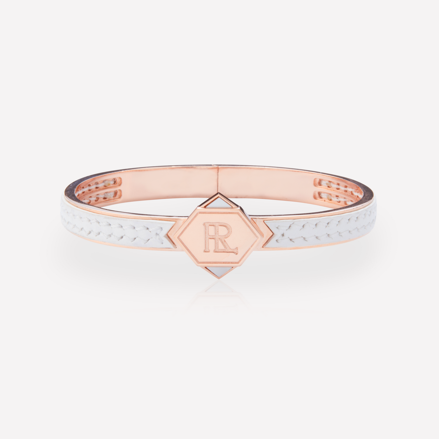 Twined Bracelet en Cuir, Petit, Blanc (uni), Nacre