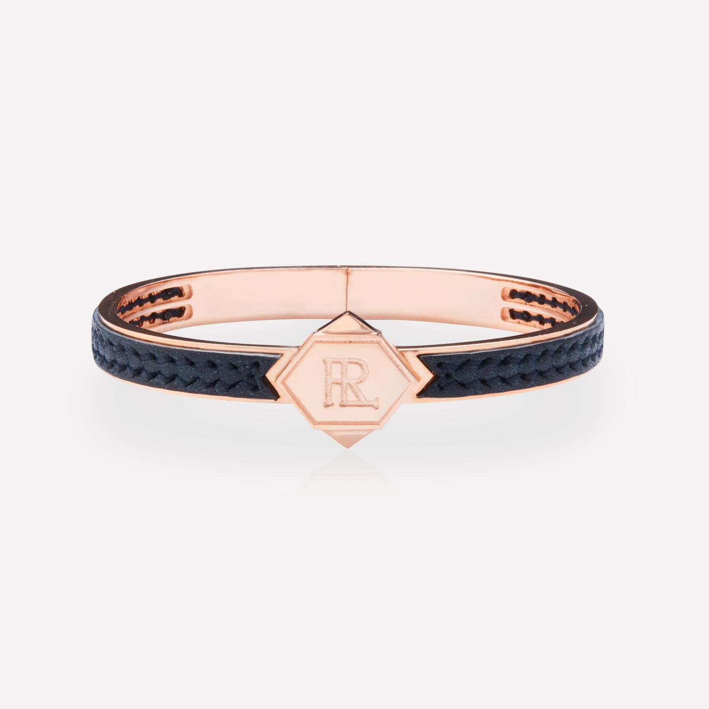 Twined Bracelet en Cuir, Petit, Bleu Nuit