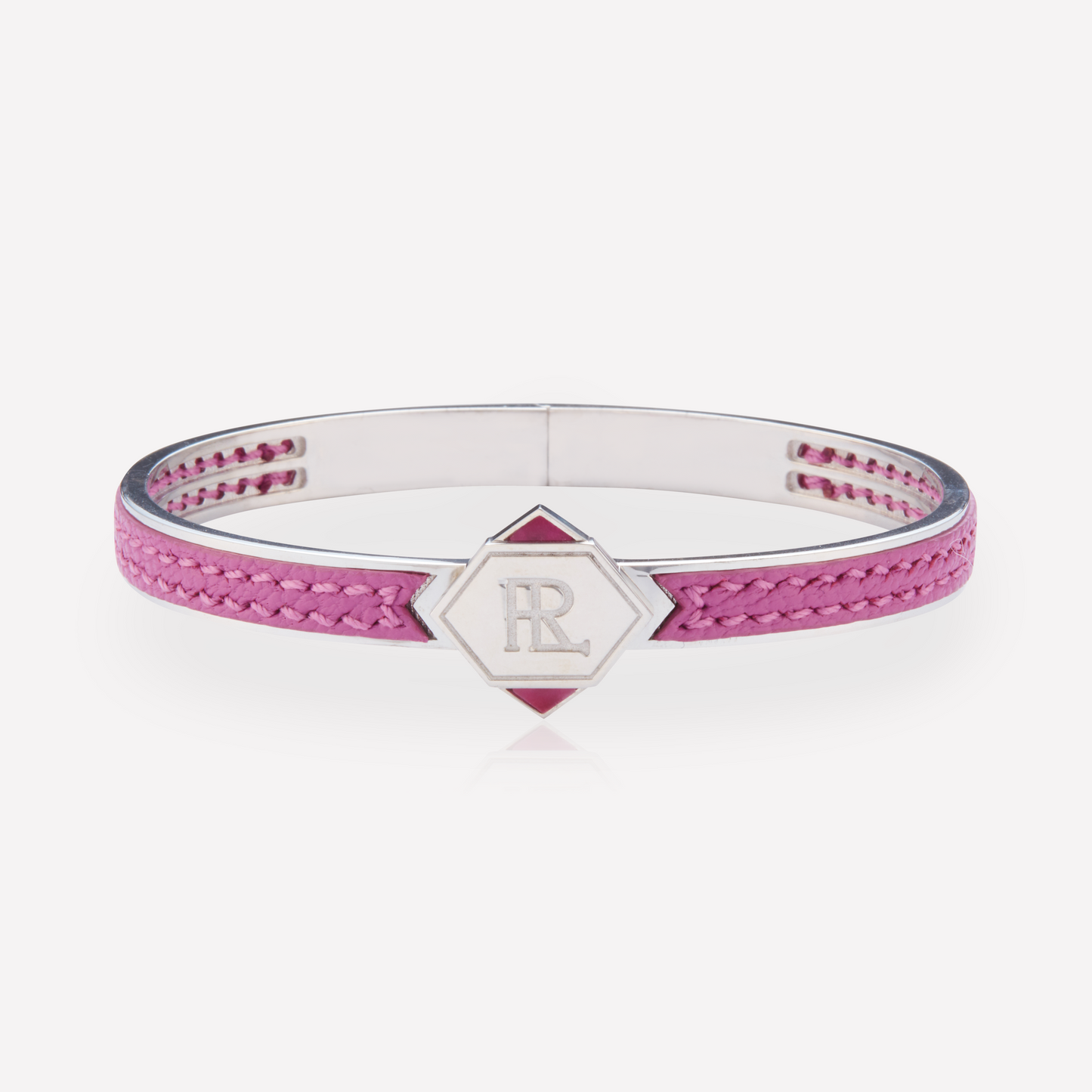 Twined Bracelet en Cuir, Petit, Violet Clair, Rhodonite
