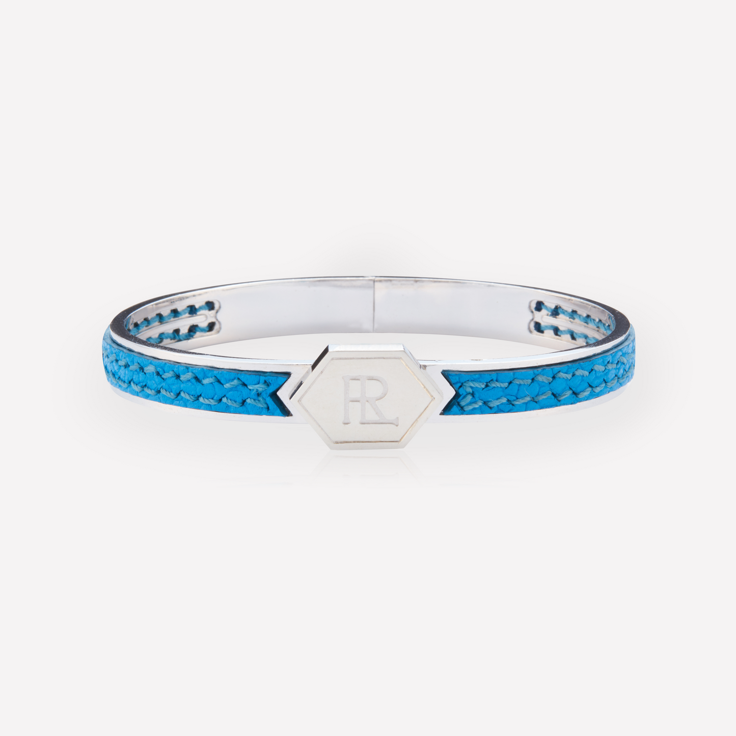 Twined Bracelet en Cuir, Petit, Bleu Ciel Profond