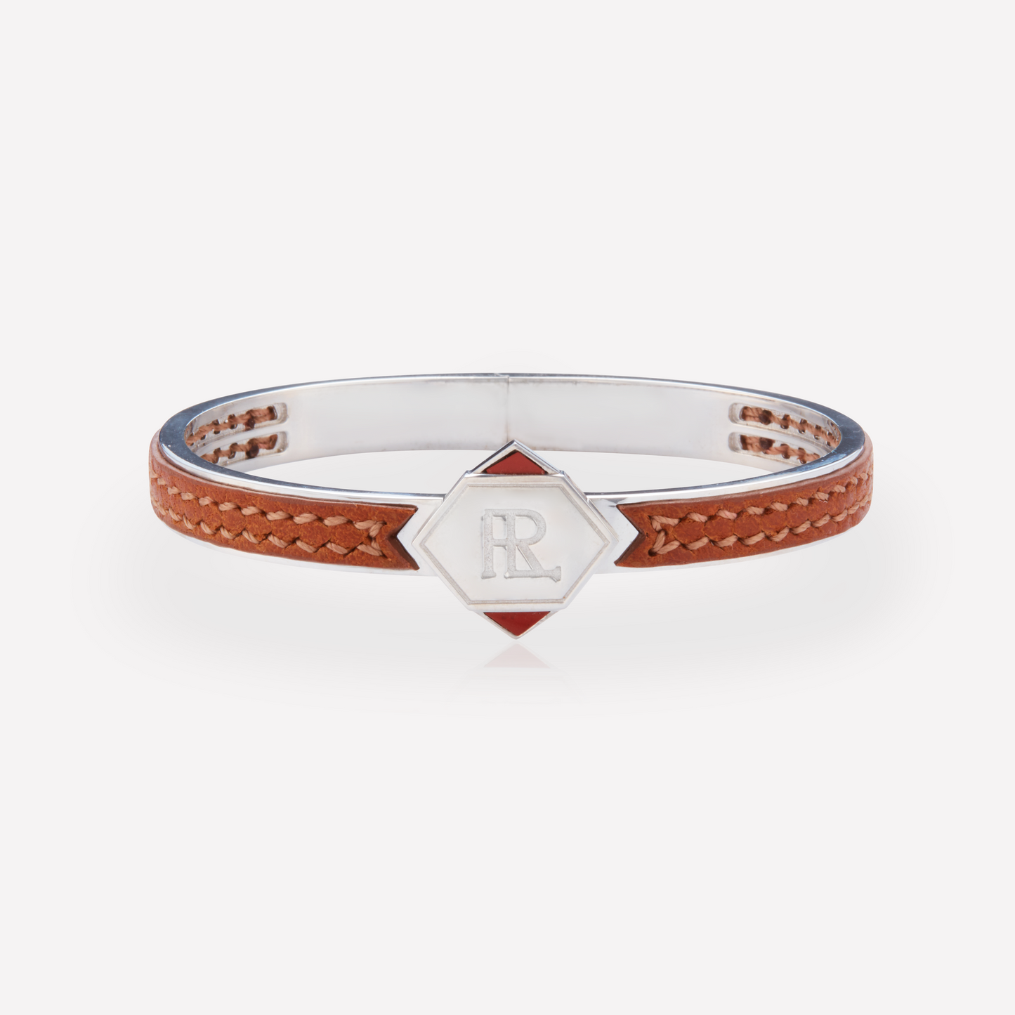 Twined Bracelet en Cuir, Petit, Marron, Jaspe