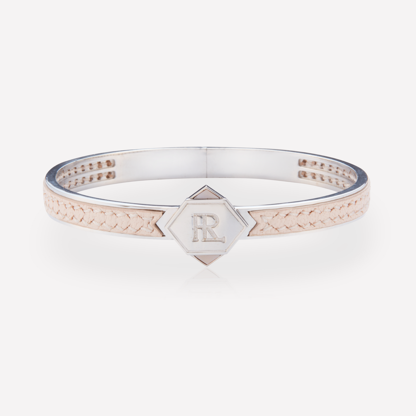 Twined Bracelet en Cuir, Petit, Shell Pink, Nacre