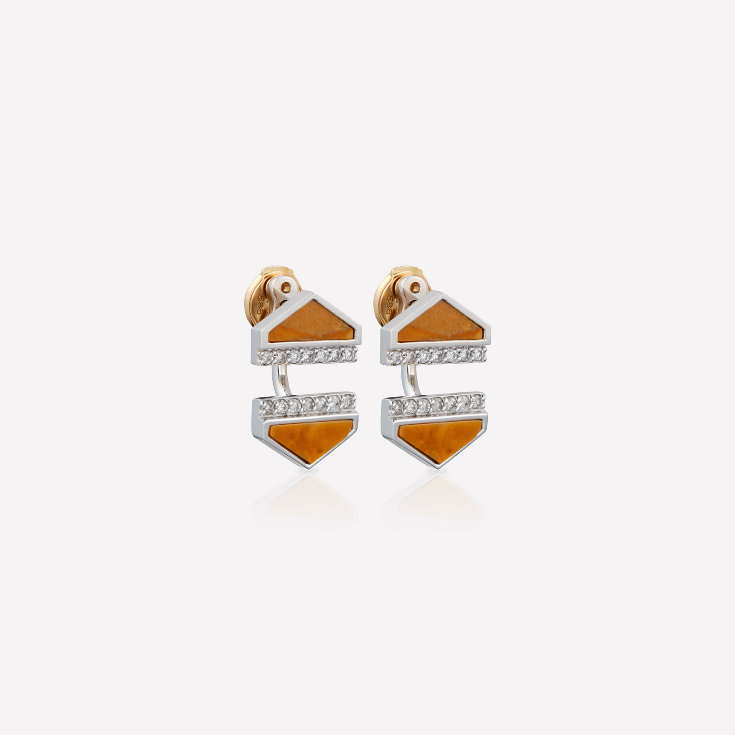 VOID Filled By You Boucle d'Oreilles, Grand, Jaspe Jaune, Diamant