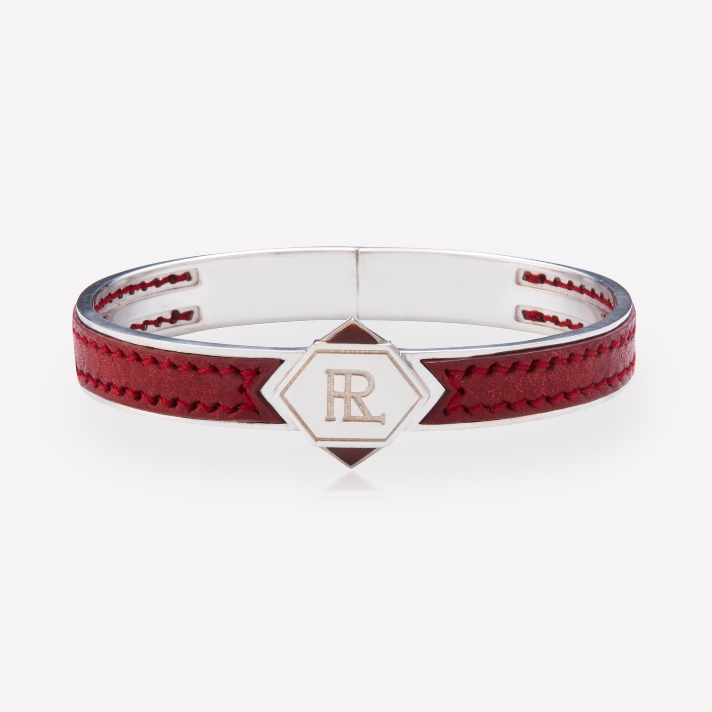 Twined Bracelet en Cuir, Grand, Vin, Cornaline