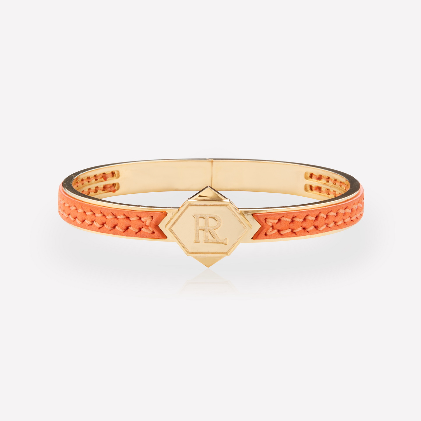 Twined Bracelet en Cuir, Petit, Corail