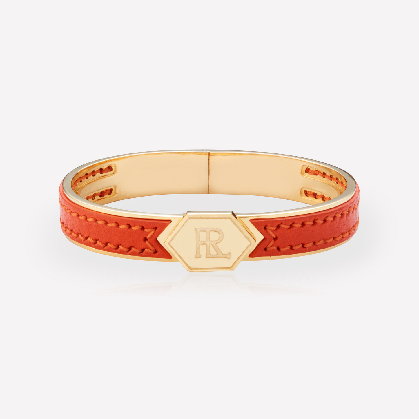 Twined Bracelet en Cuir, Grand, Vermillon