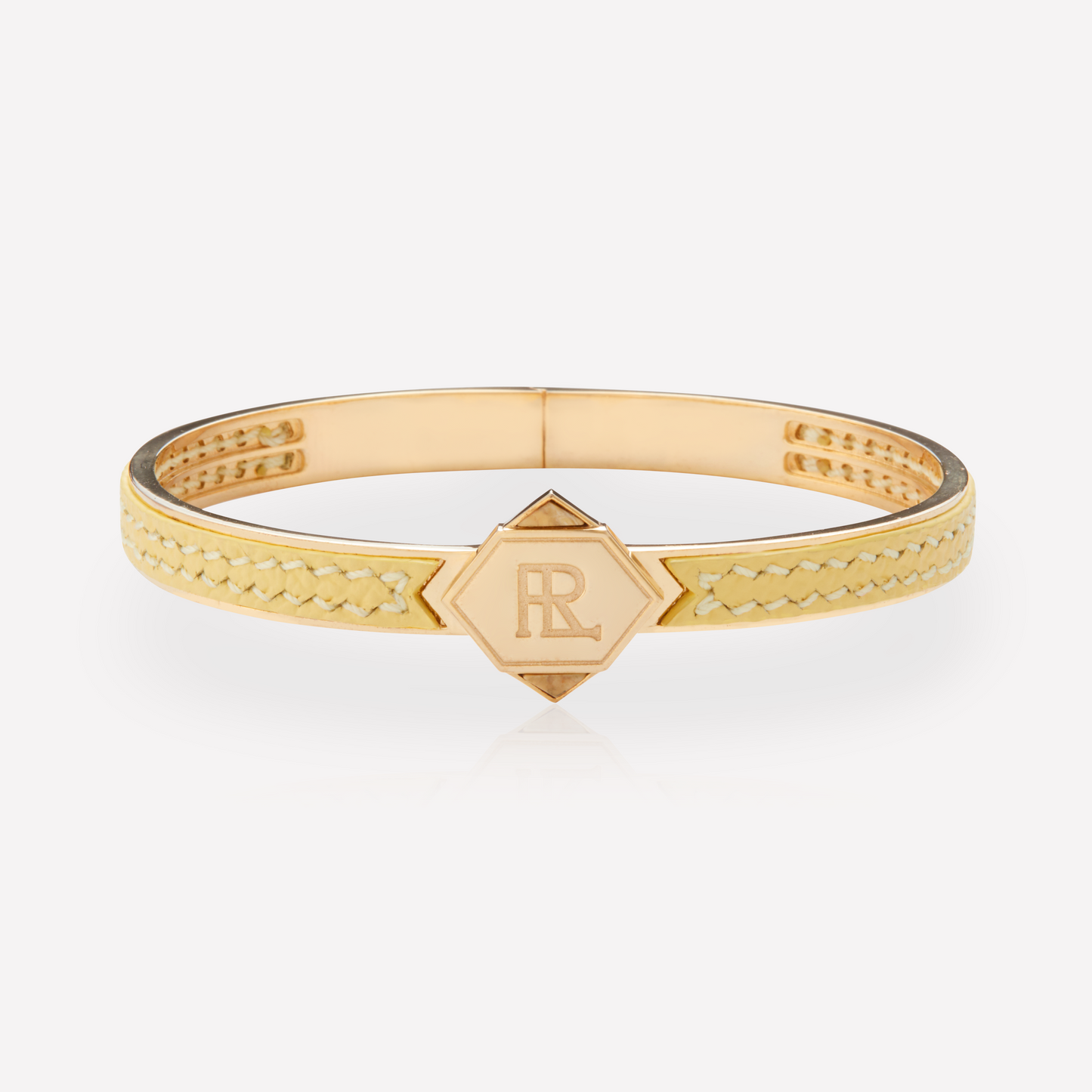 Twined Bracelet en Cuir, Petit, Citron, Jaspe Jaune