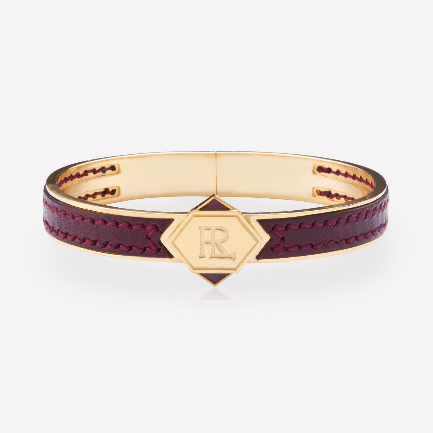 Twined Bracelet en Cuir, Grand, Violet, Améthyste