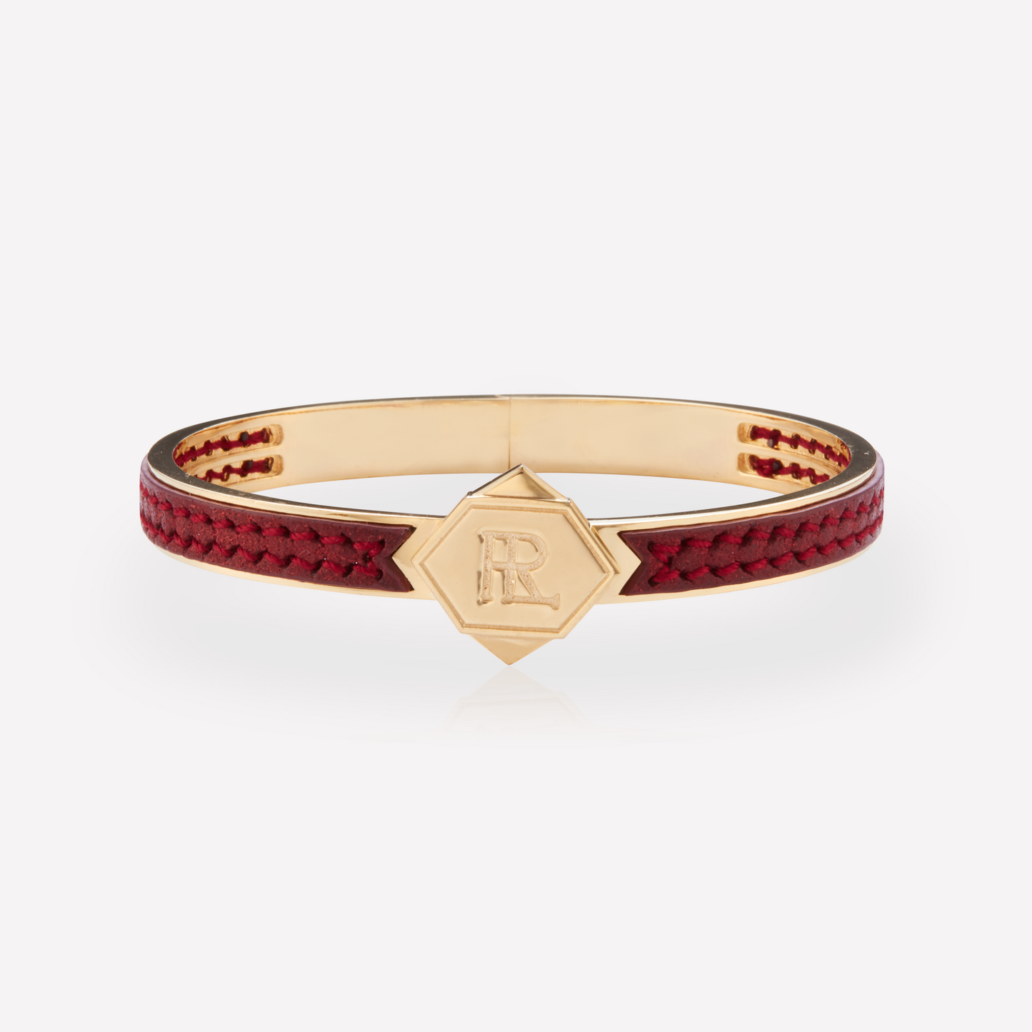 Twined Bracelet en Cuir, Petit, Vin