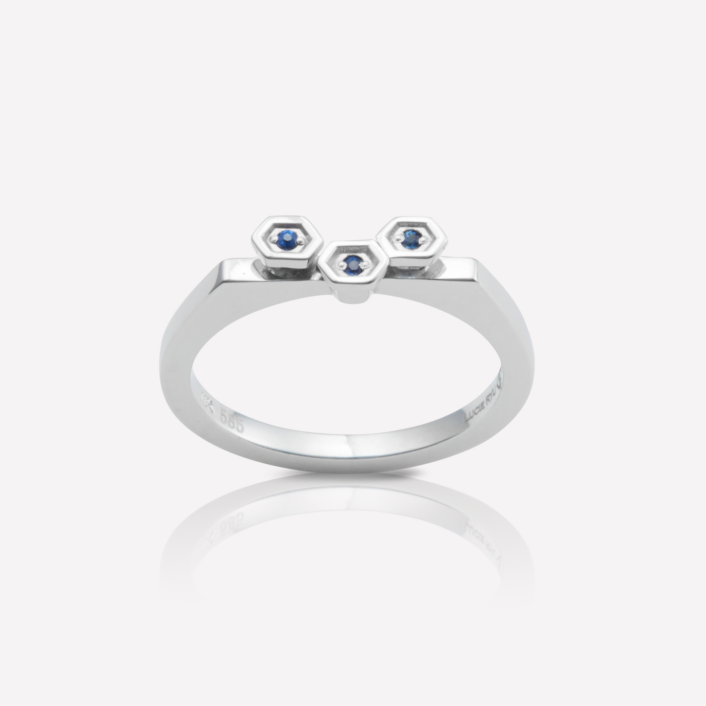 Série Hex Bague, 3 Hex, Saphir Bleu