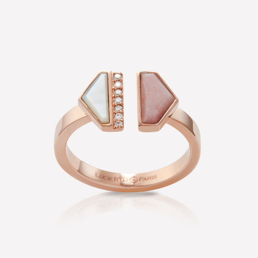 VOID Filled By You Bague, Grand, Opale Rose&Nacre Blanc, Diamant