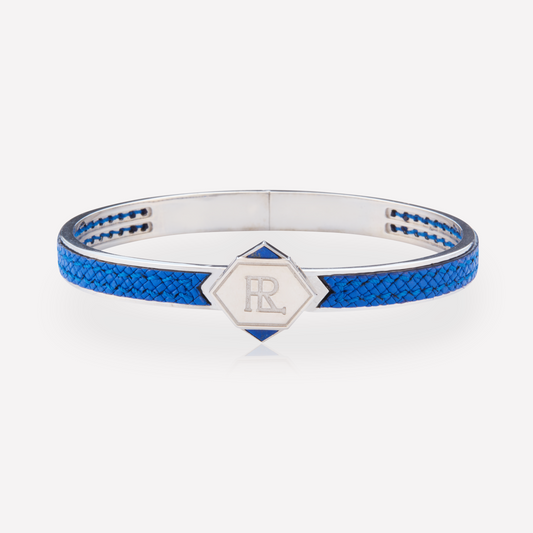 Twined Bracelet en Cuir, Petit, Bleu Pur, Lapis-Lazuli