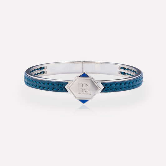 Twined Bracelet en Cuir, Petit, Vert Bleu, Lapis-Lazuli