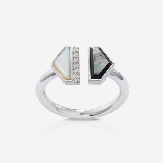 VOID Filled By You Bague, Grand, Nacre Noir&Blanc, Diamant