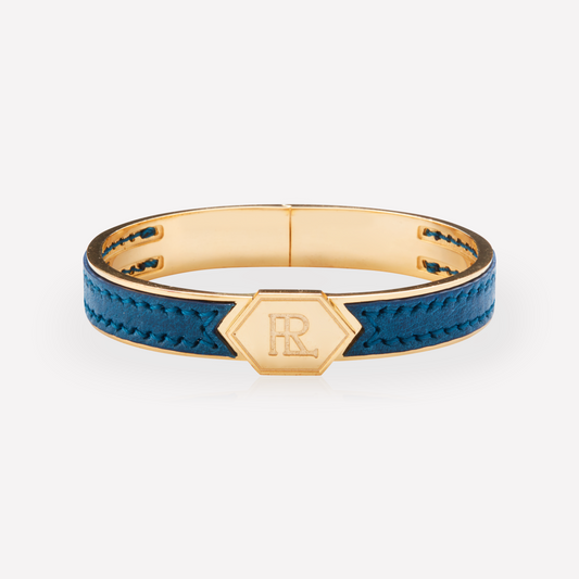 Twined Bracelet en Cuir, Grand, Vert Bleu